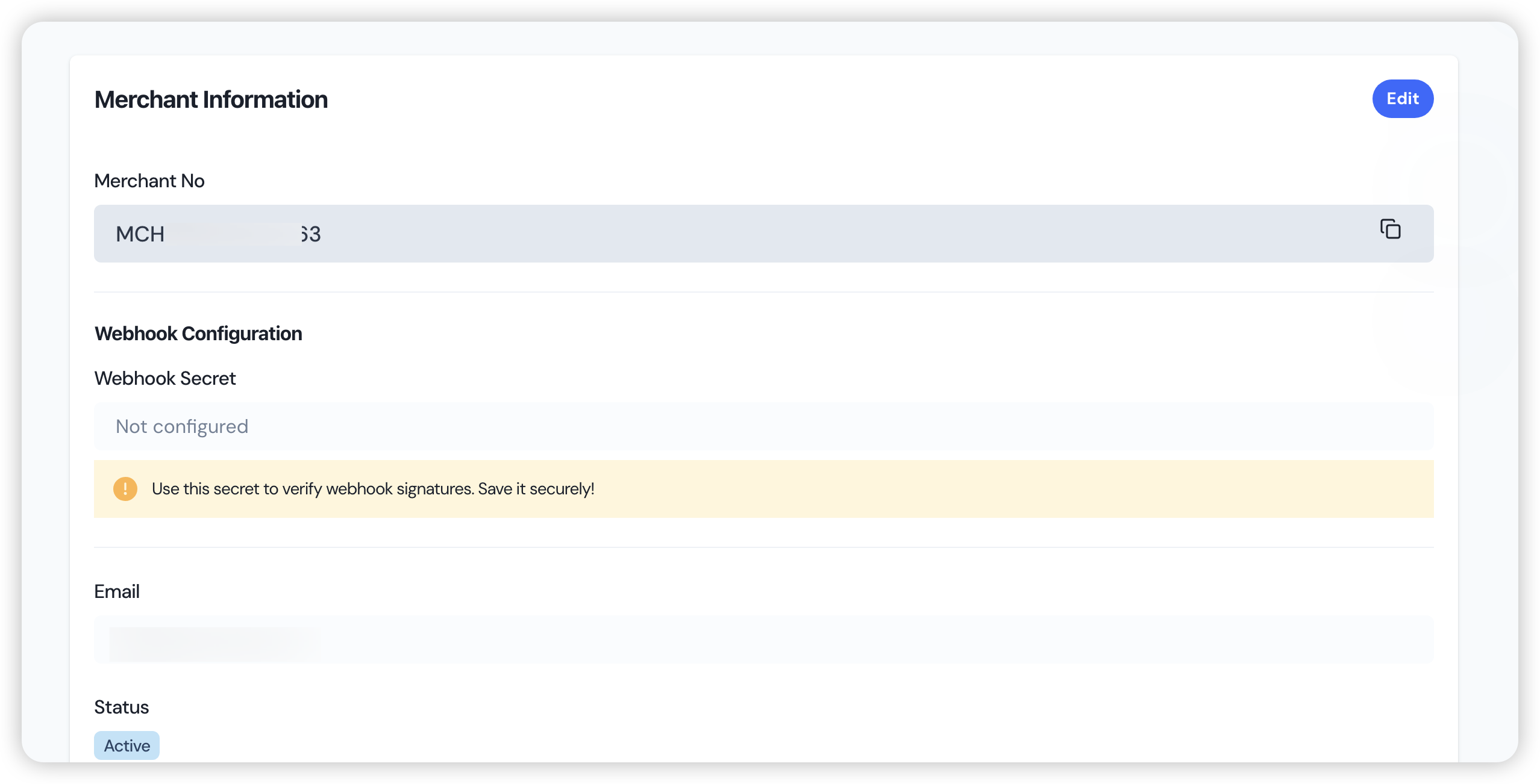 Merchant Web Security Configuration